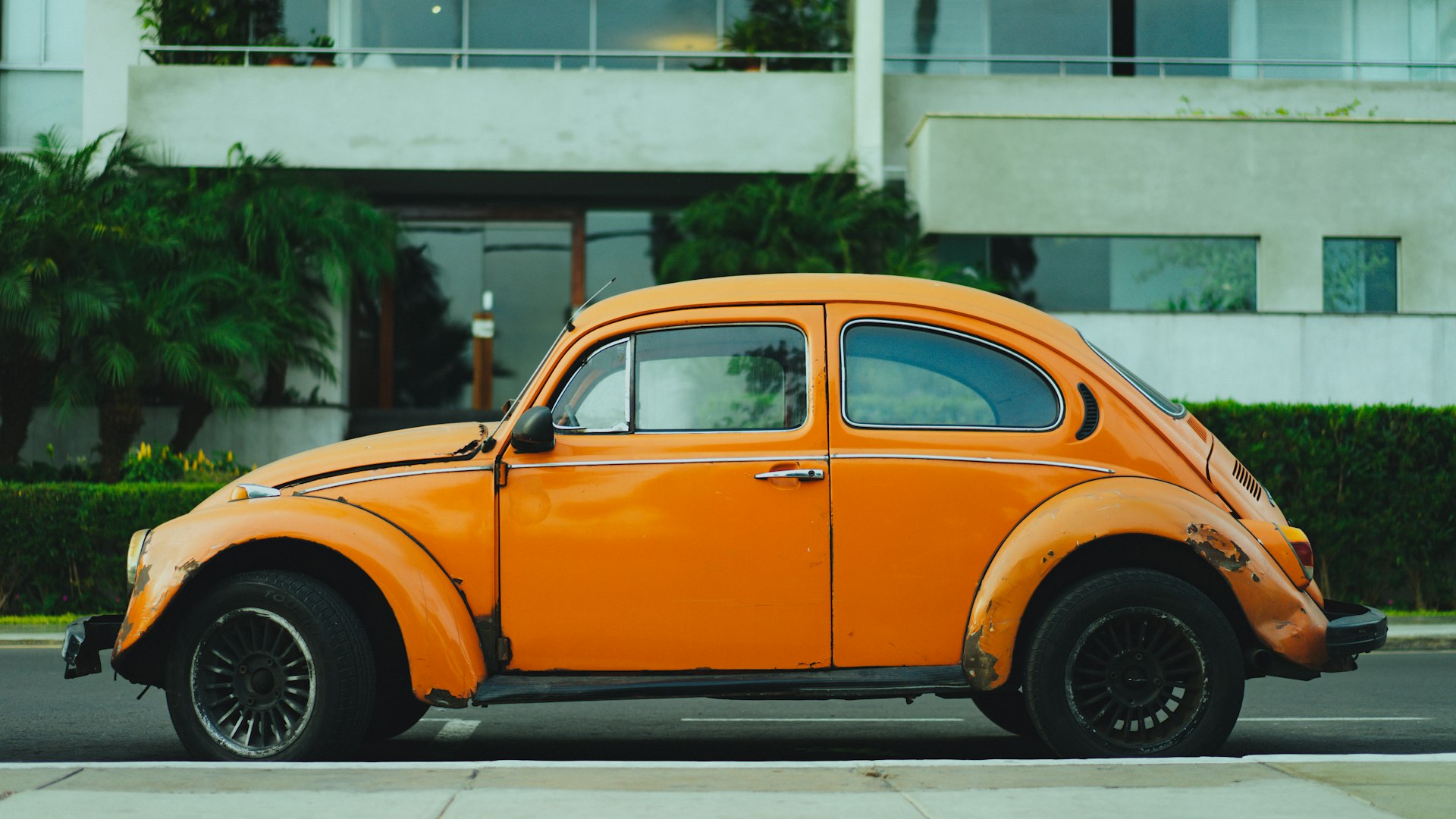 Urban driving scene with vehicle protection